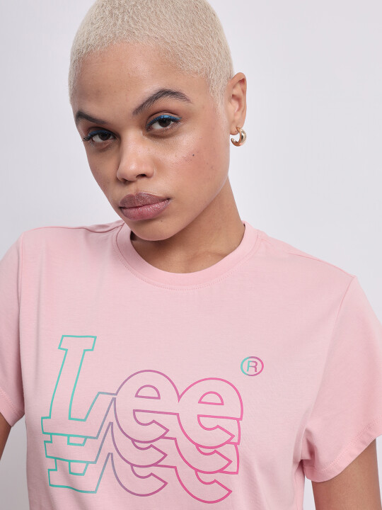 Buy Lee Women Graphic Print Pink Crew Neck Slim Fit Tshirt
