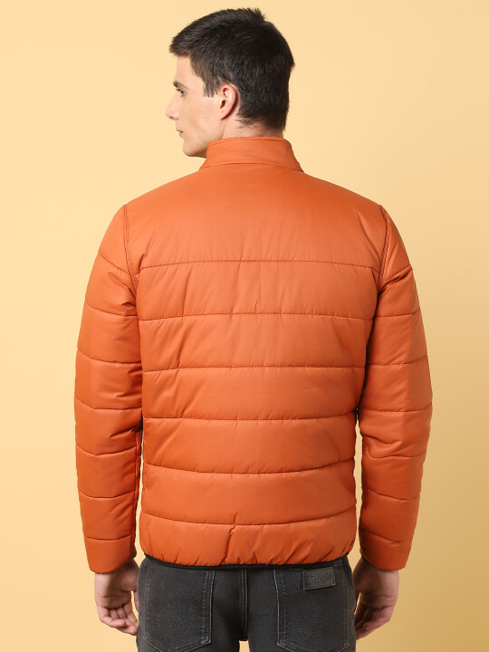 Buy Men Solid Orange Puffer Regular Fit Jacket | Wrangler® India
