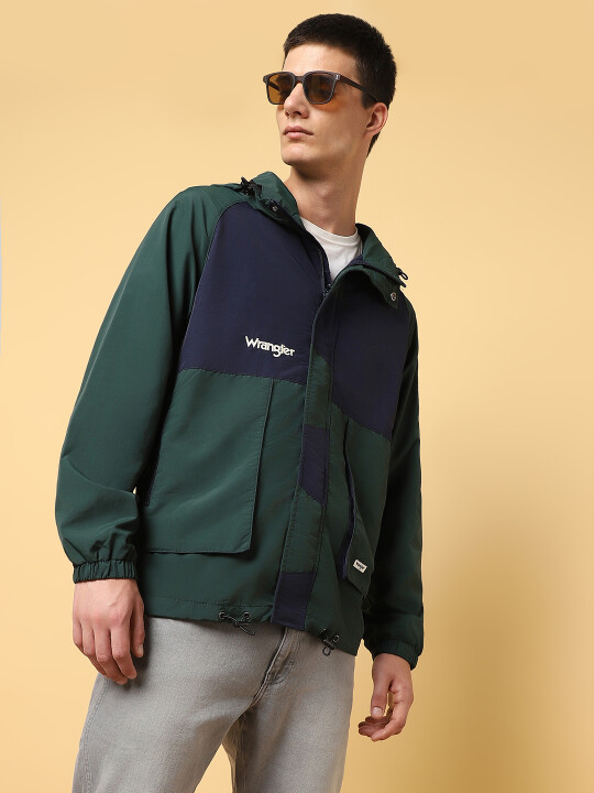 Buy Unisex Colorblock Green Windcheater Oversize Fit Jacket