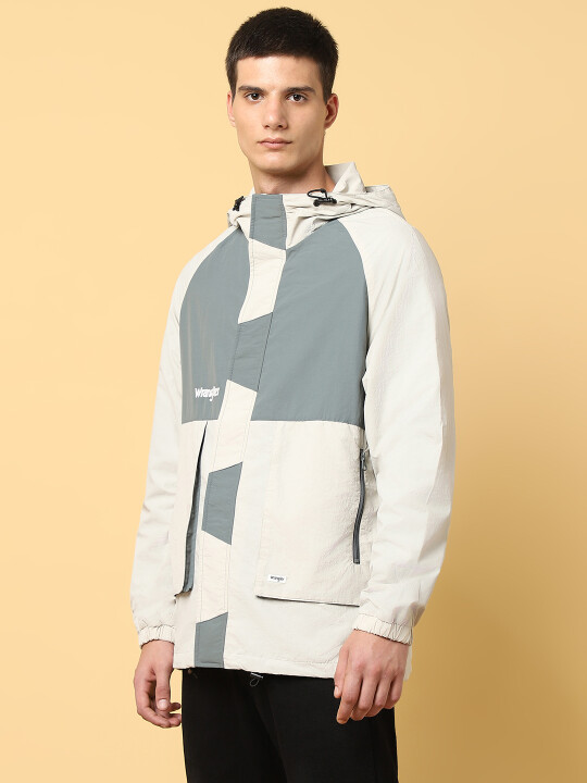 Wrangler Unisex Colorblock Grey Windcheater Jacket (Oversize)