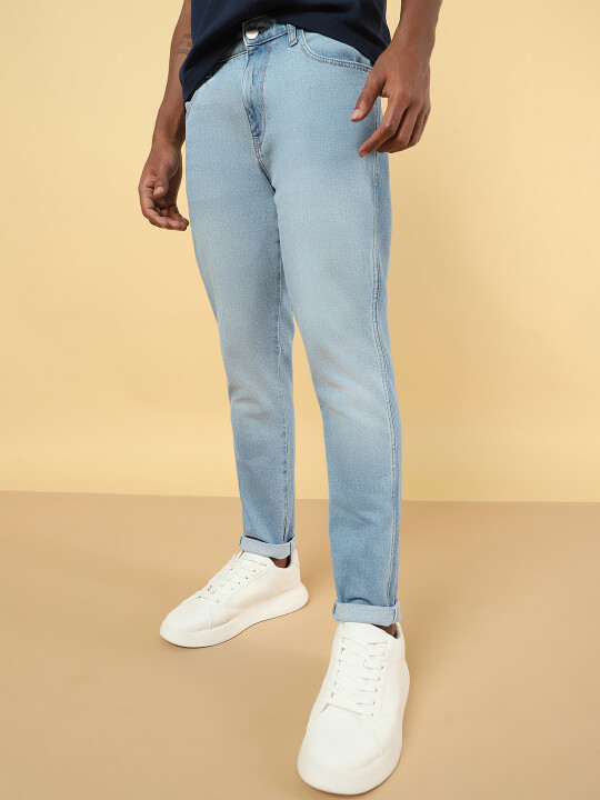 Buy Men Blue BostinCropped Slim Fit Mid Rise Jeans | Wrangler