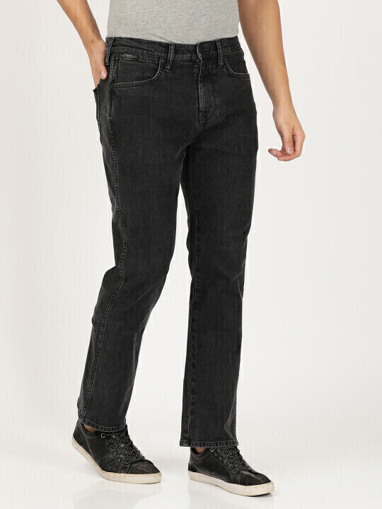 Buy Men Black Jacksville Boot Cut Fit Mid Rise Jeans | Wrangler 