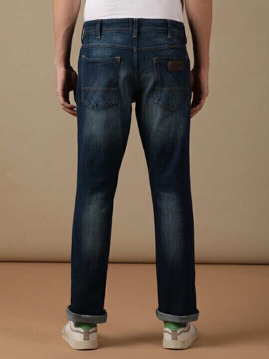 Buy Men Blue Millard Straight Fit Mid Rise Heavy Fade Jeans