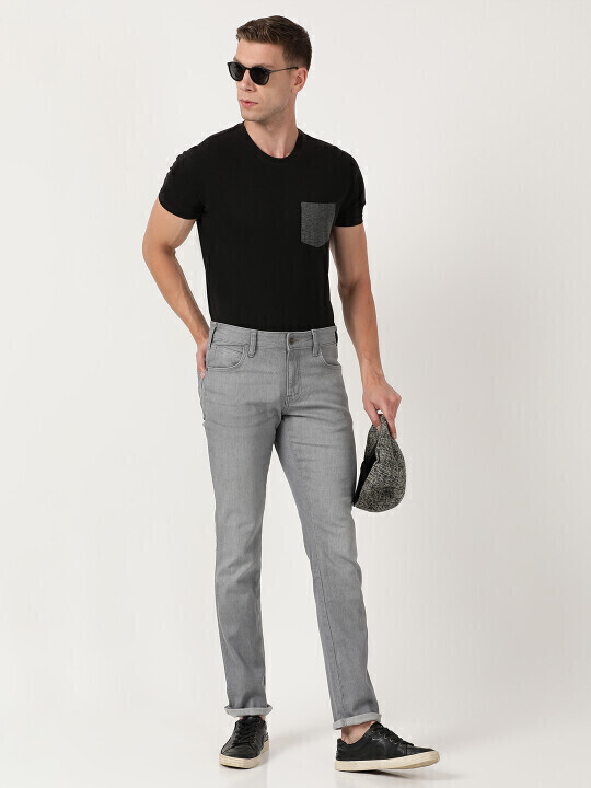 Buy Men Grey Skanders Slim Fit Low Rise Light Fade Jeans