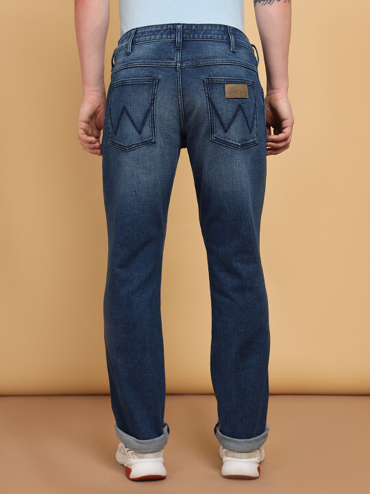 Buy Men Blue Millard Straight Fit Mid Rise Heavy Fade Jeans