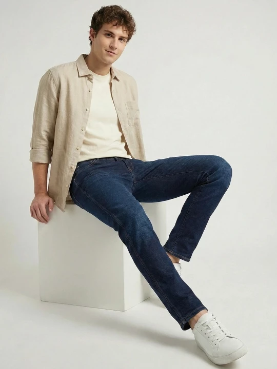Buy Men Blue BostinCropped Slim Fit Mid Rise Jeans | Wrangler