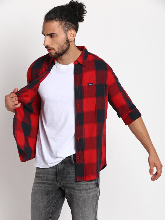 Buy Red Plaid Shirt Online In India -  India