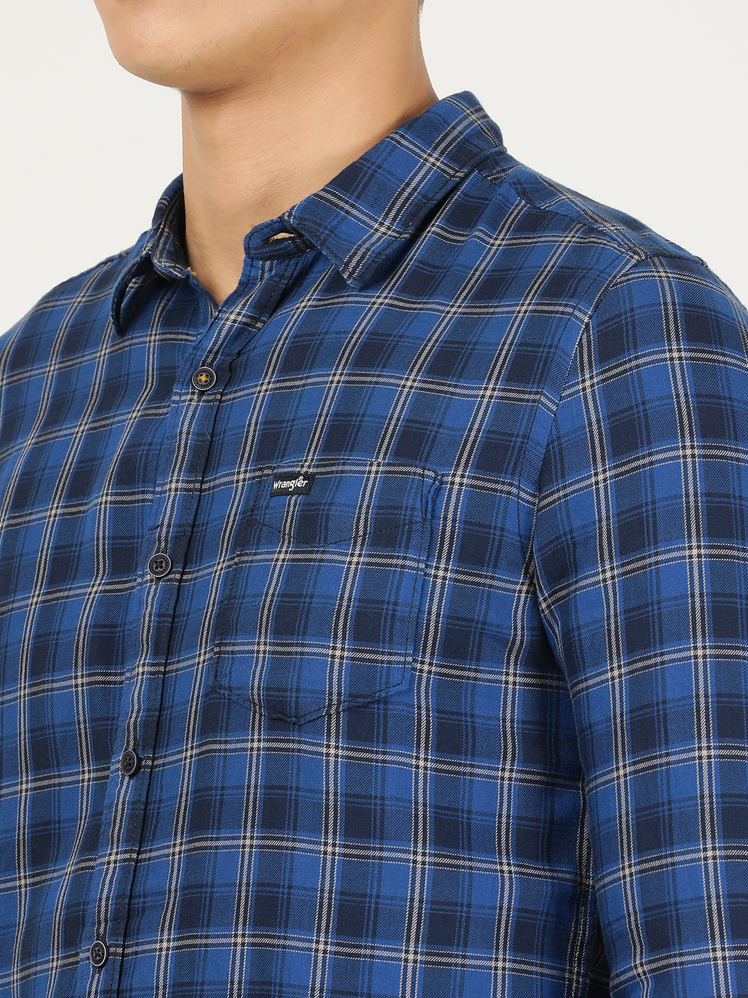 Buy Wrangler Men's Checked Blue Shirt (Slim) | Wrangler® India