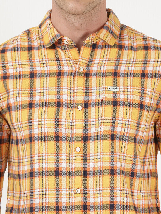Buy Wrangler Men's Checked Yellow Shirt (Regular) | Wrangler