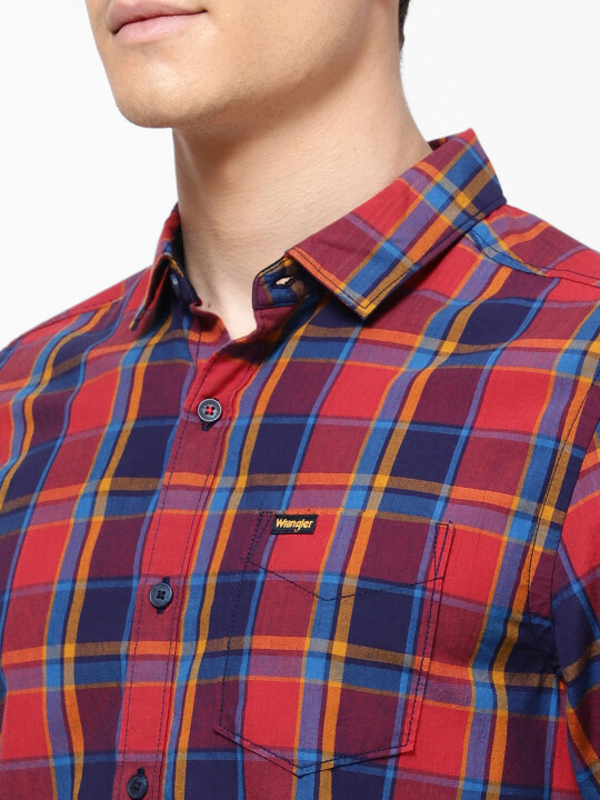 Buy Wrangler Men's Checked Navy Shirt (Slim) | Wrangler® India