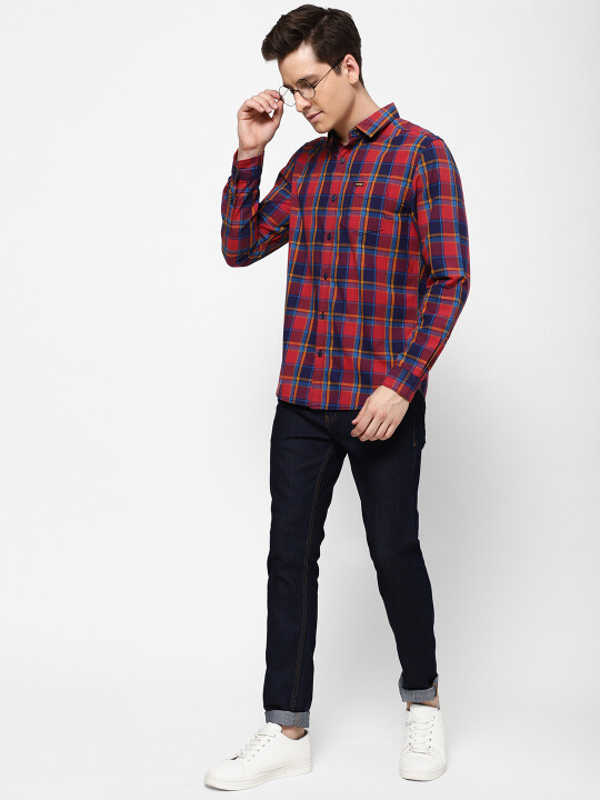 Buy Wrangler Men's Checked Navy Shirt (Slim) | Wrangler® India