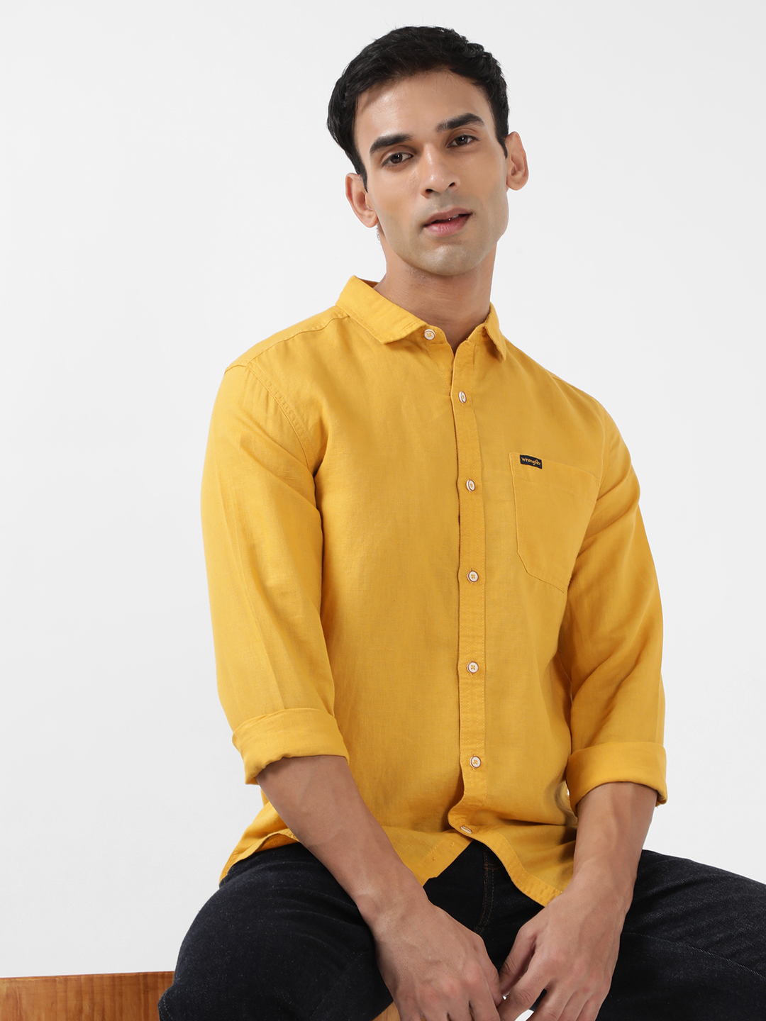 Buy Men Solid Yellow Regular Fit Shirt | Wrangler® India Official