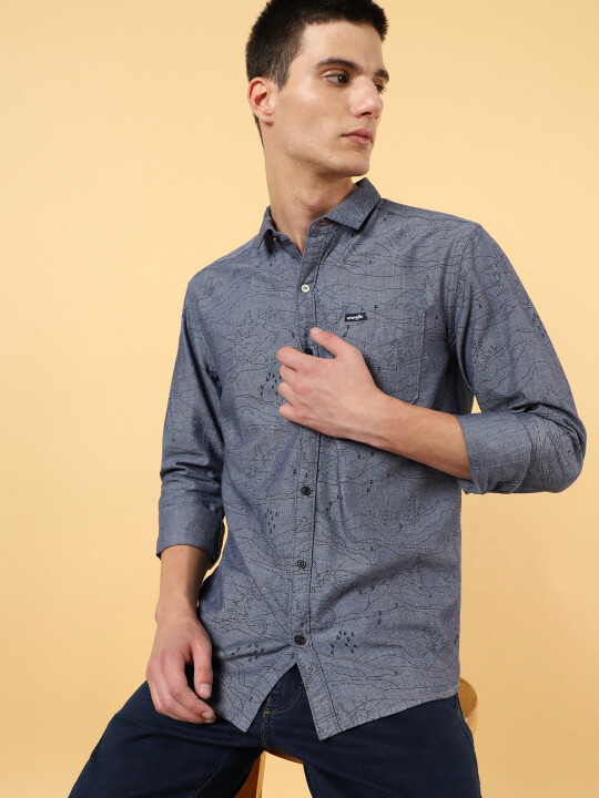 Buy Men Checked Grey Regular Fit Shirt | Wrangler® India Official