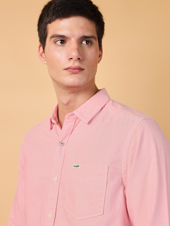 Buy Men Solid Pink Regular Fit Shirt | Wrangler® India Official