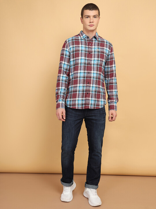Buy Men Checked Purple Regular Fit Shirt | Wrangler® India