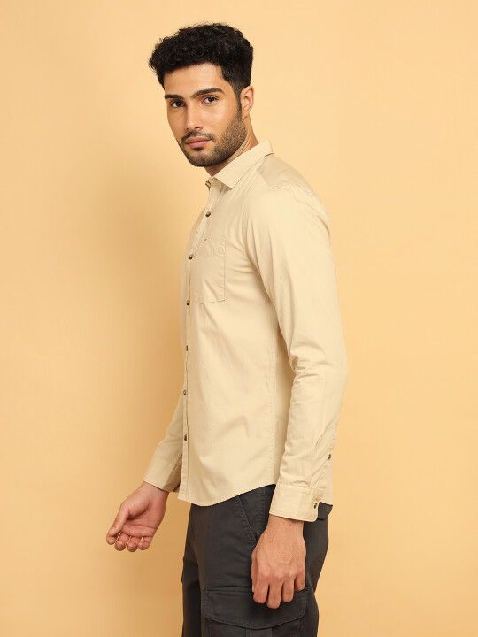 Men's Beige Regular Fit Woven Shirt main image 0