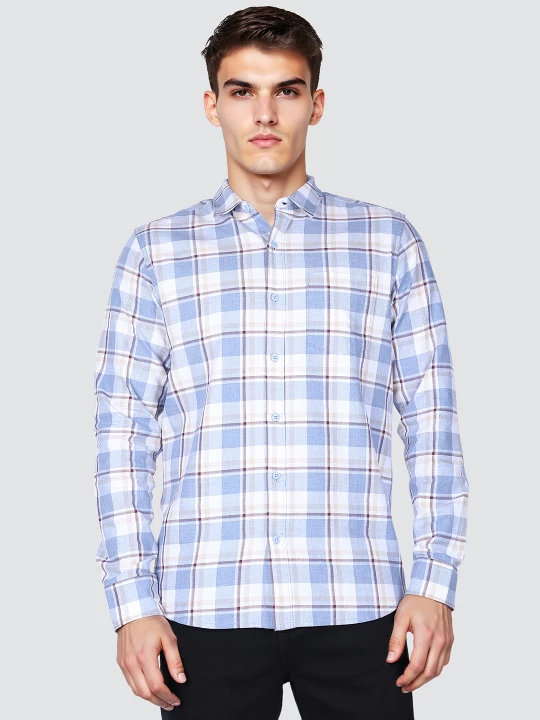 Buy Wrangler Men Checked Blue Regular Fit Shirt | Wrangler® India