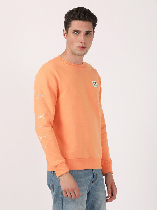 Buy Men Solid Orange Regular Fit Sweatshirt Wrangler® India