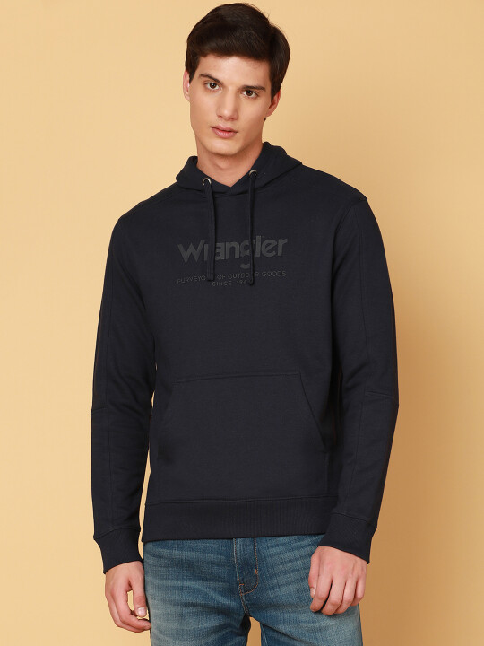 Buy Men Logo Blue Regular Fit Sweatshirt Wrangler® India