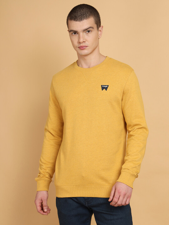 Buy Men Logo Yellow Regular Fit Sweatshirt Wrangler® India