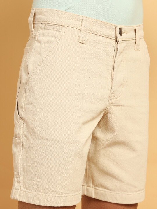 Buy Men Beige Mid Rise Relaxed Fit Carpenter Shorts