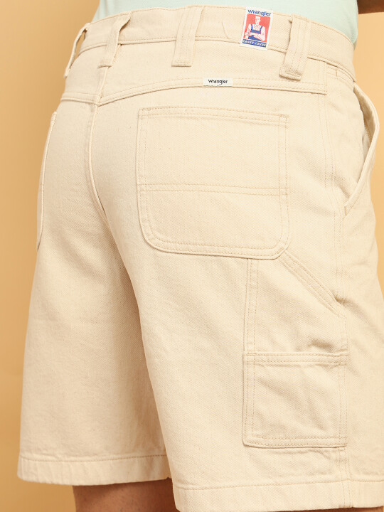 Buy Men Beige Mid Rise Relaxed Fit Carpenter Shorts