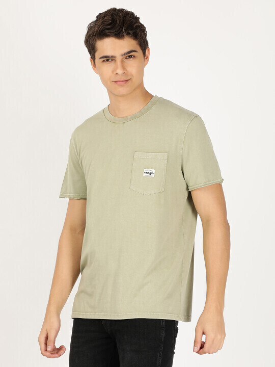 Wrangler Men's Solid Green T-Shirt (Relaxed Fit)