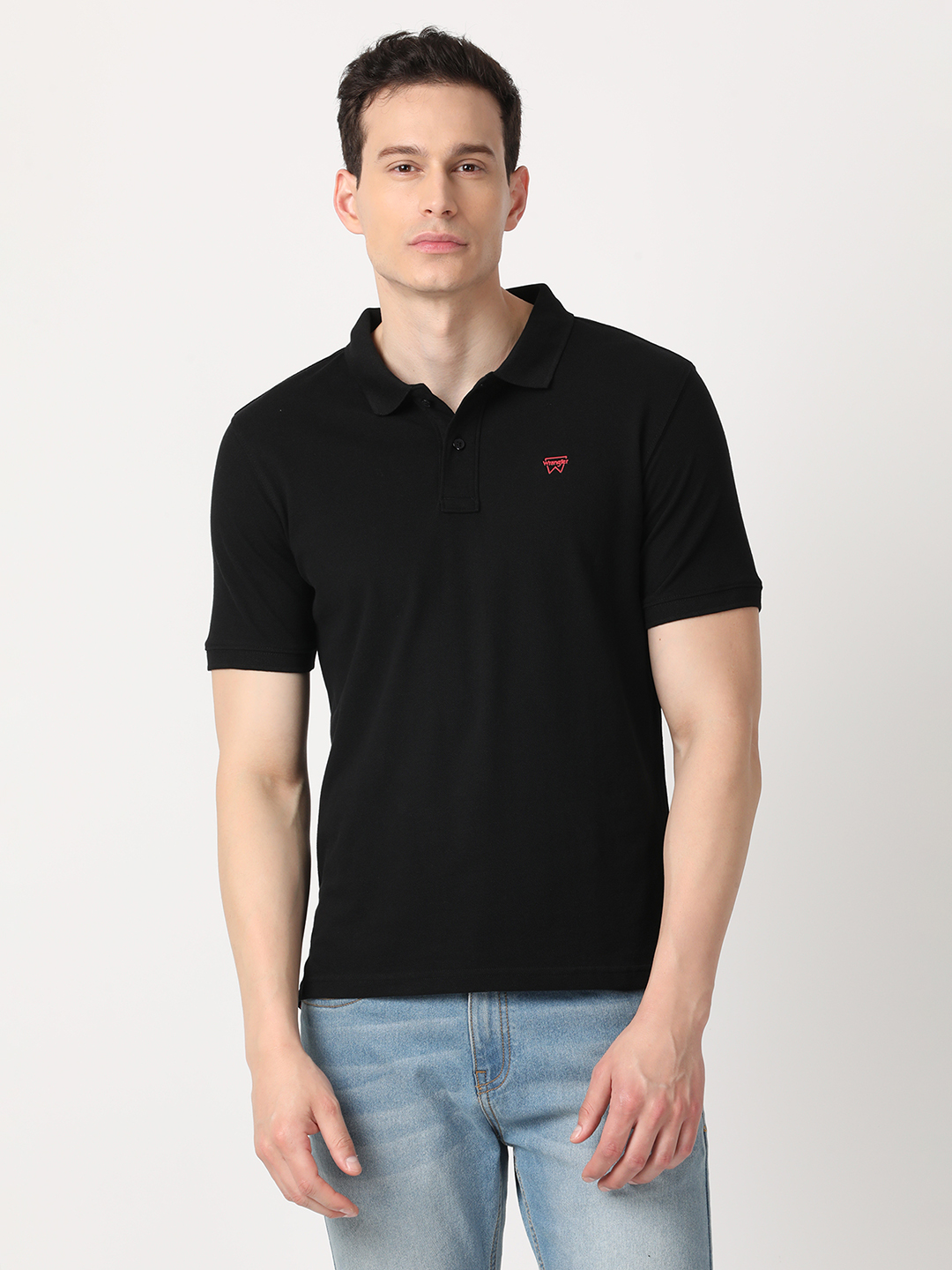 Buy Wrangler Men's Solid Black Polo T-Shirt (Regular) Wrangler