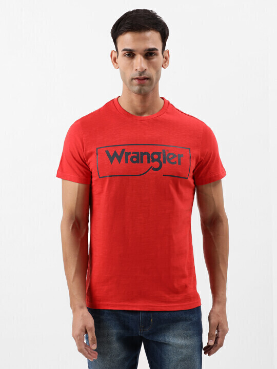 Buy Men Graphic Red Crew Neck Regular Fit Tshirt Wrangler® India