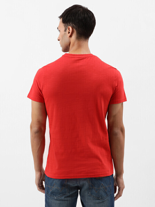 Buy Wrangler Men Graphic Red Crew Neck Regular Fit Tshirt