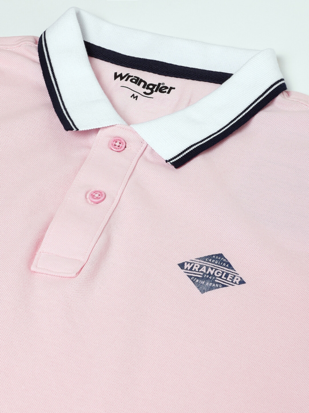 Buy Wrangler Men Solid Pink Polo Neck Regular Fit Tshirt