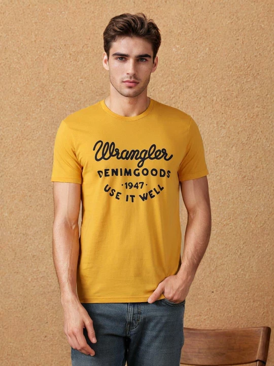user_ca3061a8ページ Buy Wrangler Men Logo Yellow Crew Neck Regular Fit Tshirt