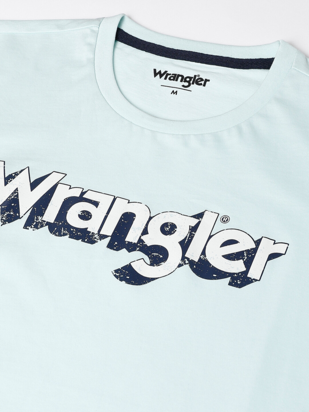Buy Wrangler Men Logo Blue Crew Neck Regular Fit Tshirt | Wrangler
