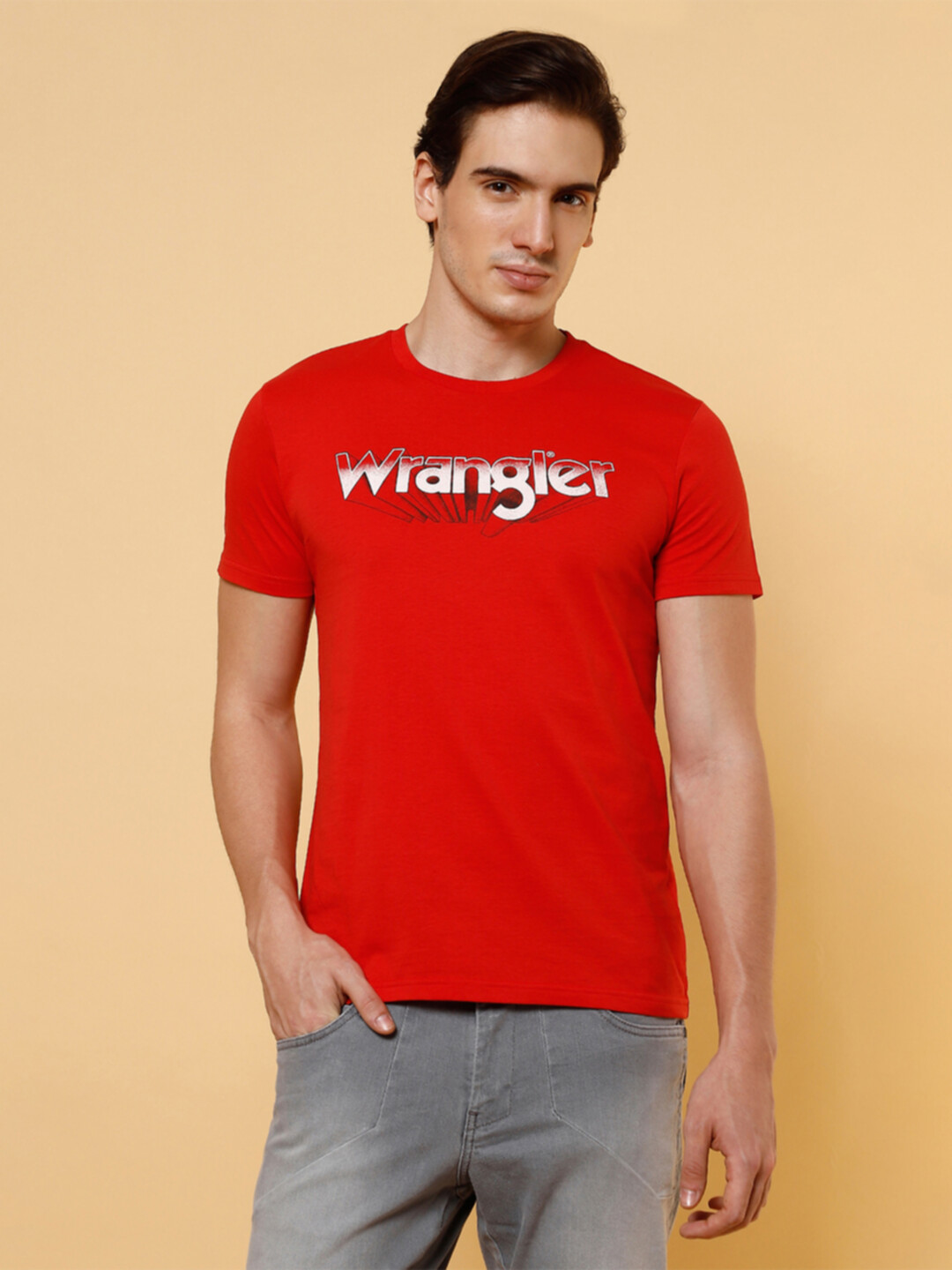 Buy Wrangler Men's Logo Red Crew Neck T-Shirt (Regular) Wrangler