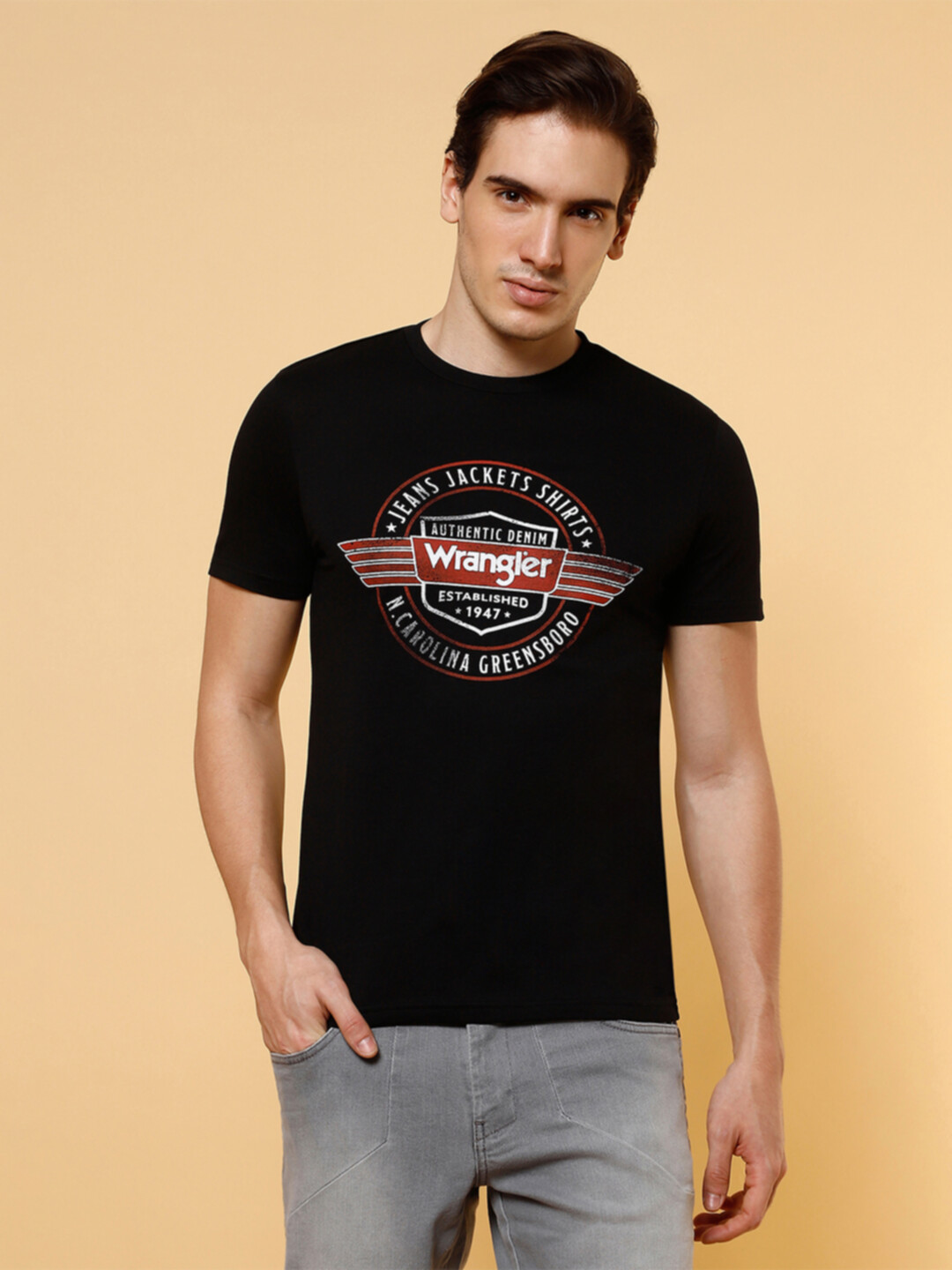 Buy Wrangler Men's Graphic Print Black Crew Neck T-Shirt (Regular) |  Wrangler® India Official Online Store