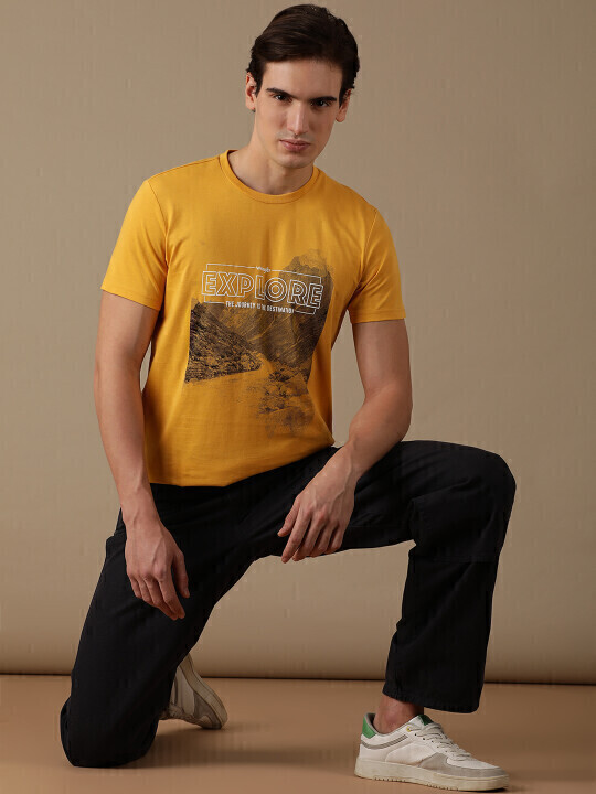 Buy Wrangler Men Graphic Print Yellow Crew Neck Tshirt | Wrangler