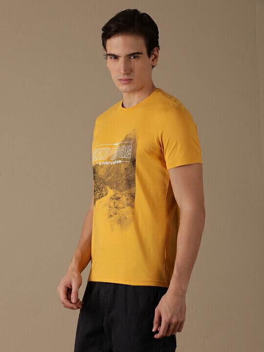 Buy Wrangler Men Graphic Print Yellow Crew Neck Tshirt | Wrangler