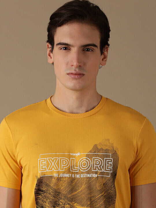 Buy Wrangler Men Graphic Print Yellow Crew Neck Tshirt | Wrangler