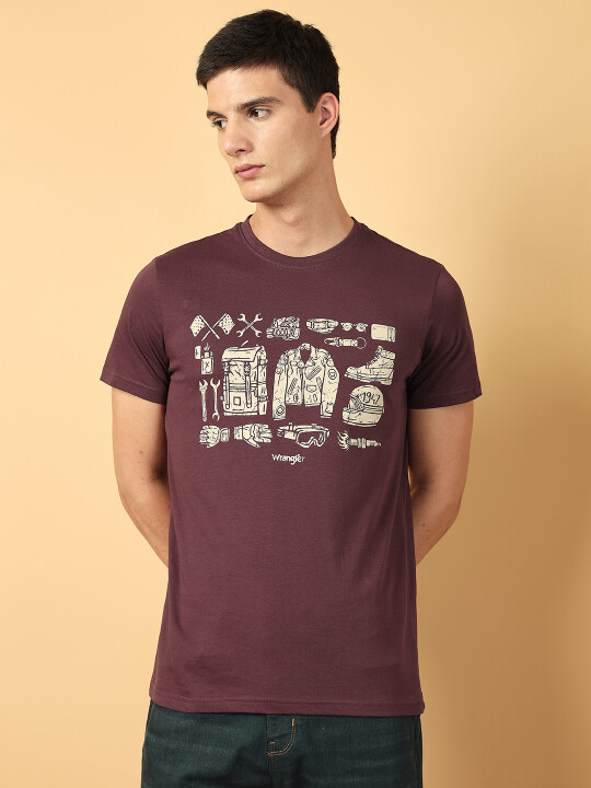 Buy Wrangler Men Graphic Print Red Crew Neck Tshirt | Wrangler