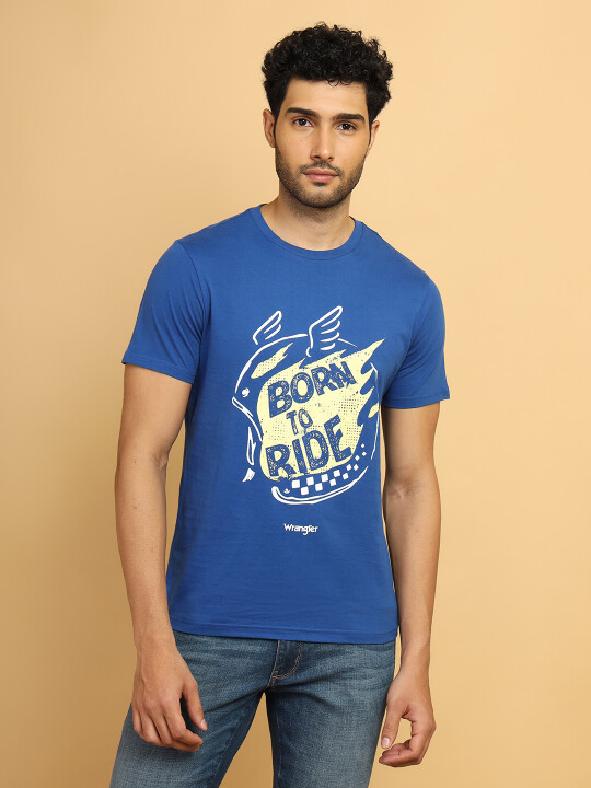 Buy Wrangler Men Graphic Print Blue Crew Neck Tshirt | Wrangler