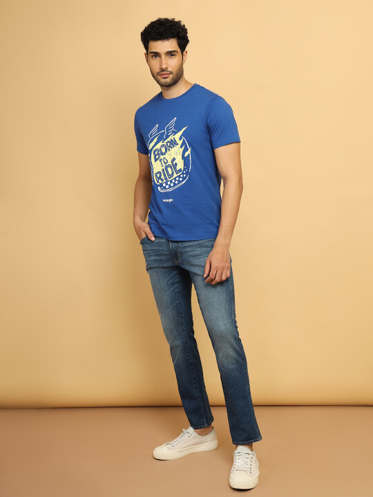 Buy Wrangler Men Graphic Print Blue Crew Neck Tshirt | Wrangler