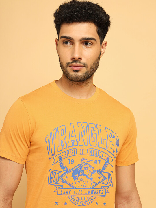 Buy Wrangler Men Graphic Print Yellow Crew Neck Tshirt | Wrangler