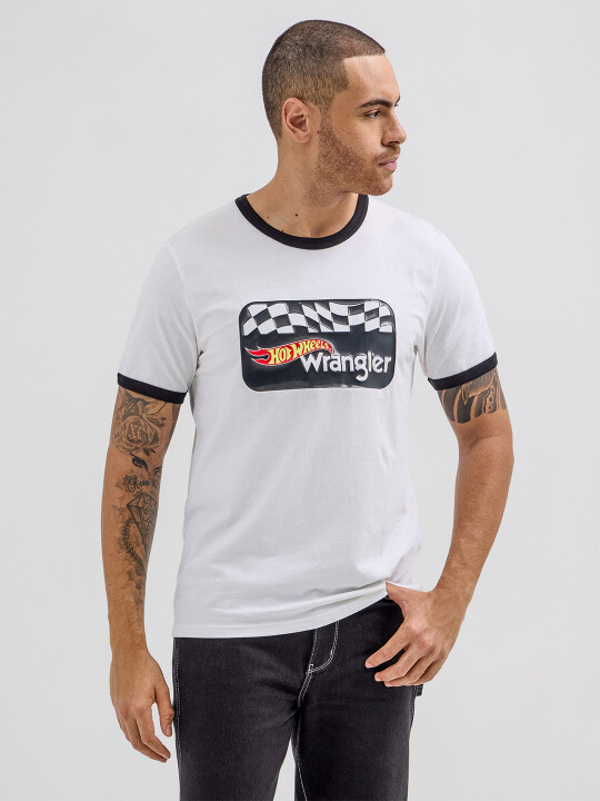 Buy Wrangler Men Printed White Crew Neck Regular Fit Tshirt