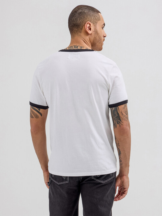 Buy Wrangler Men Printed White Crew Neck Regular Fit Tshirt