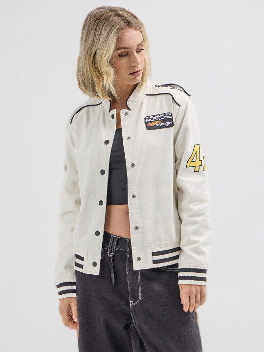 Wrangler® x Hot Wheels™ Women's Reversible Bomber Jacket in Egret