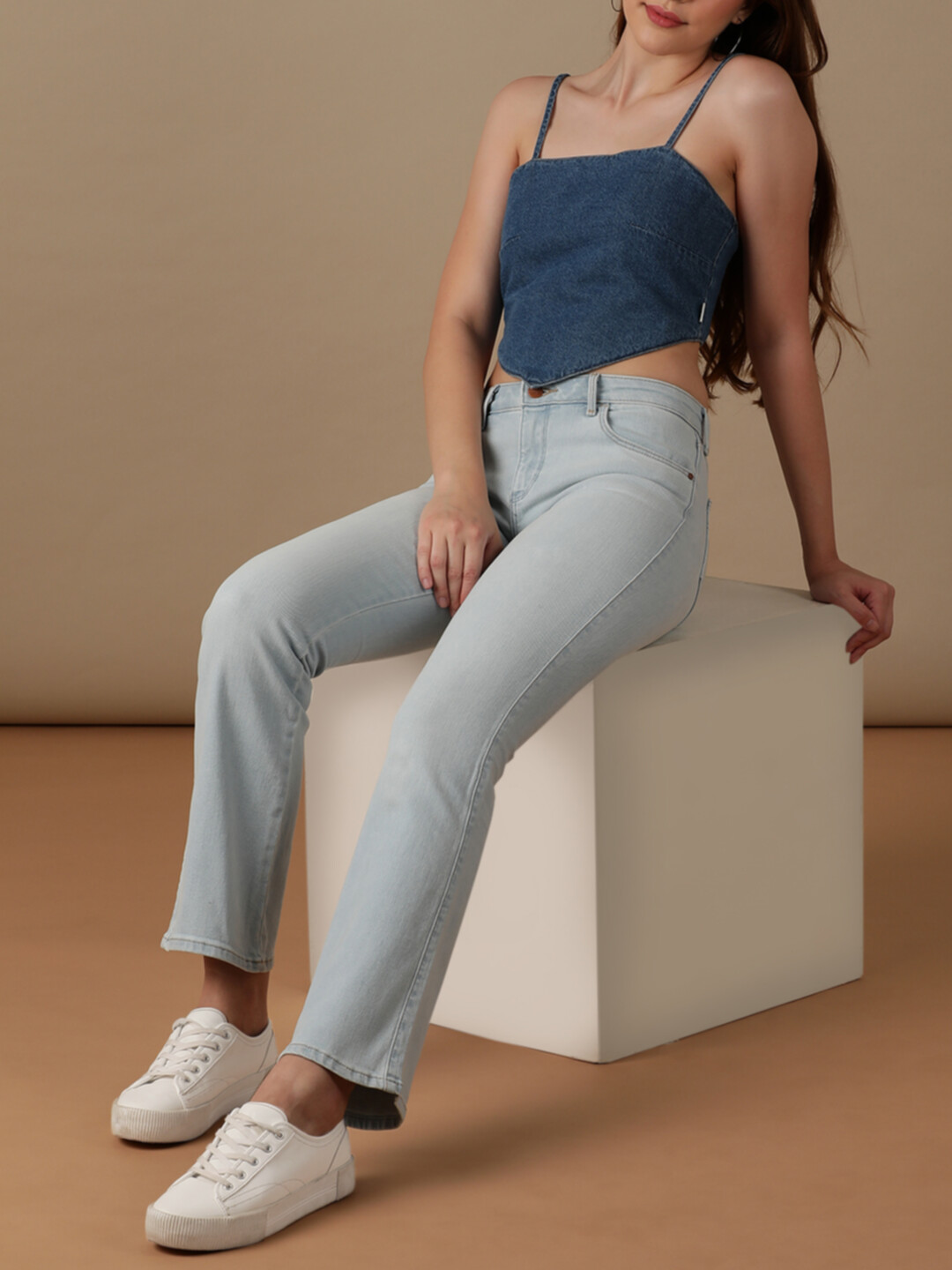 Buy Women Blue Boot Cut Fit Mid Rise Light Fade Jeans | Wrangler