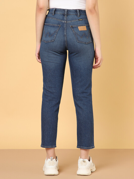 Buy Women Blue Mom Tapered Fit High Rise Jeans | Wrangler® India