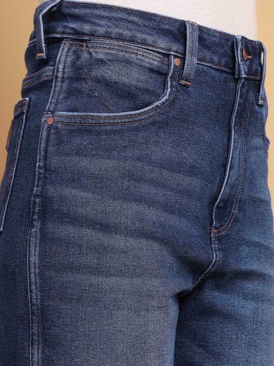 Buy Women Blue Mom-Straight Straight Fit High Rise Jeans