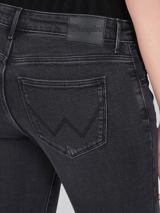 Buy Women Black Skinny Fit Mid Rise No Fade Jeans | Wrangler