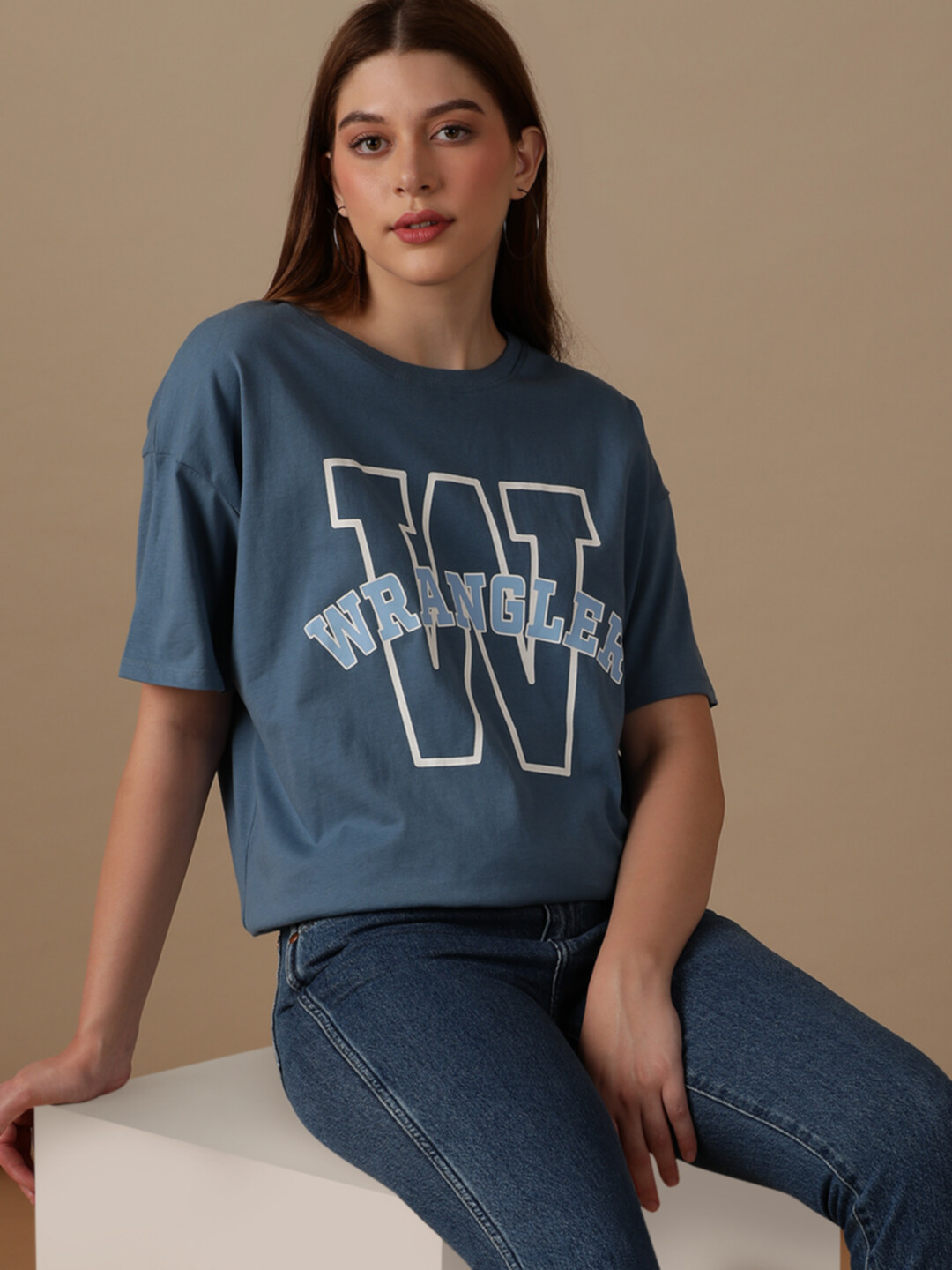 Buy Women Graphic Blue Crew Neck Girlfriend Tee Fit Tshirt | Wrangler®  India Official Online Store
